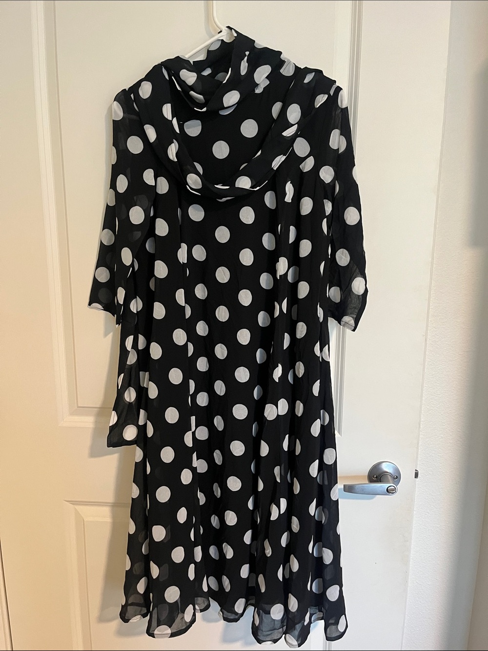 Women's Black and White Polka Dot Midi Dress